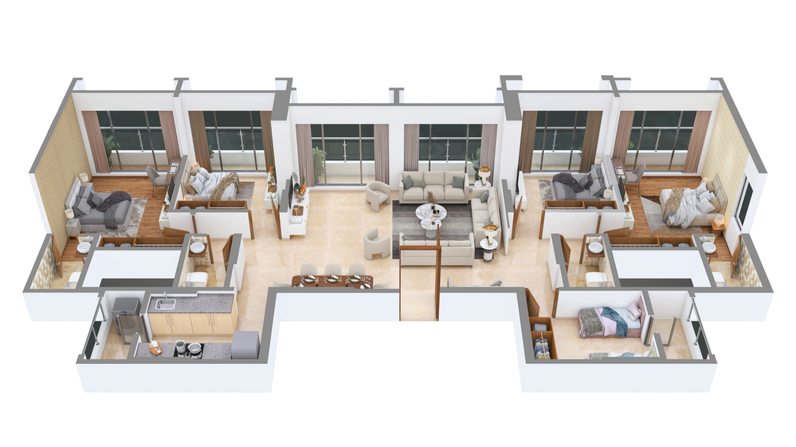 2 BHK (A & C) JODI 3D