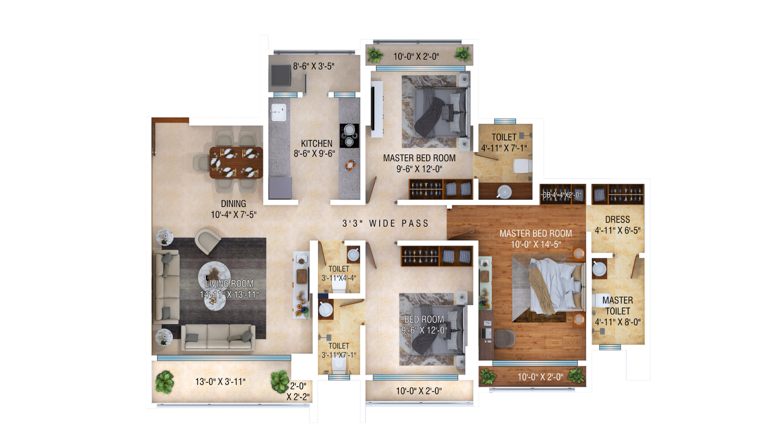 3 BHK 2D