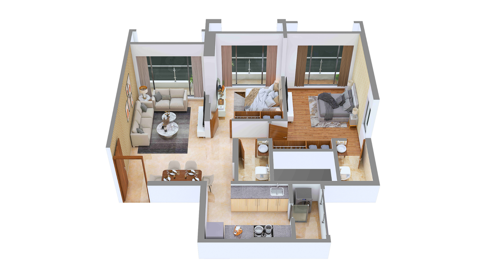 2 BHK (A & C) 3D