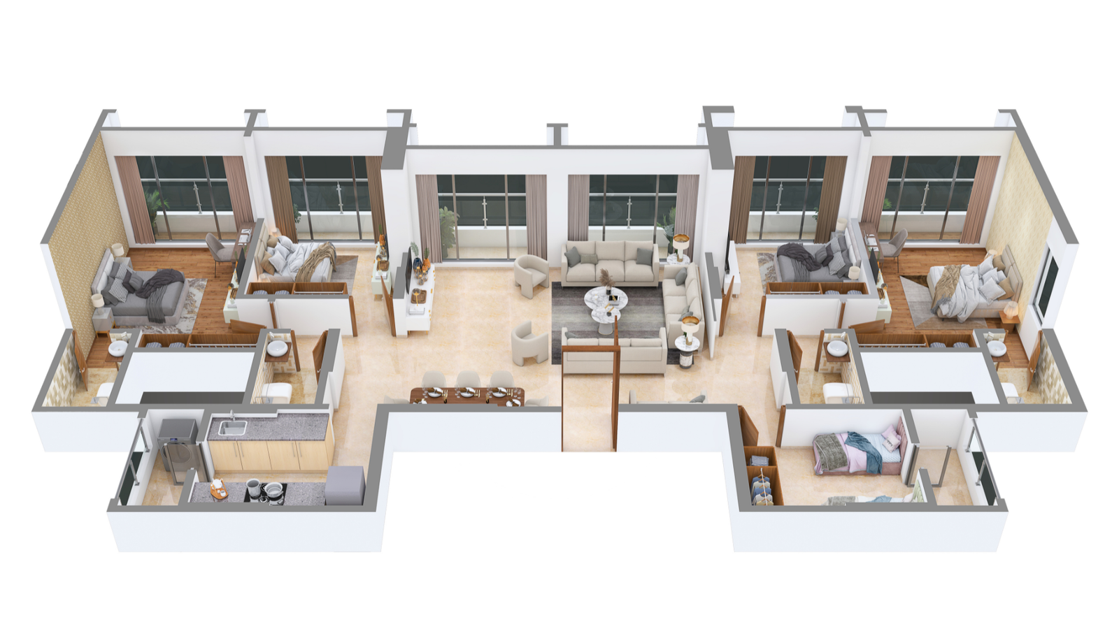 2 BHK (A & C) JODI 3D